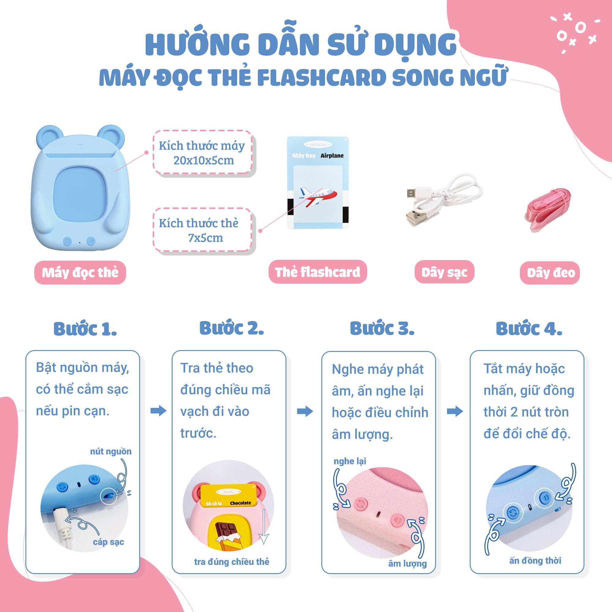 Máy Đọc Thẻ Flashcard Song Ngữ KENNEN 224 Từ Vựng – Học mà chơi, chơi mà học!