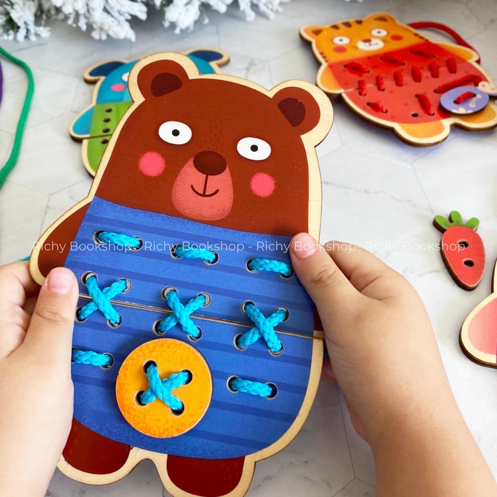 Đồ Chơi Thủ Công Montessories Nối Hình Động Vật - Animal Threading Game
