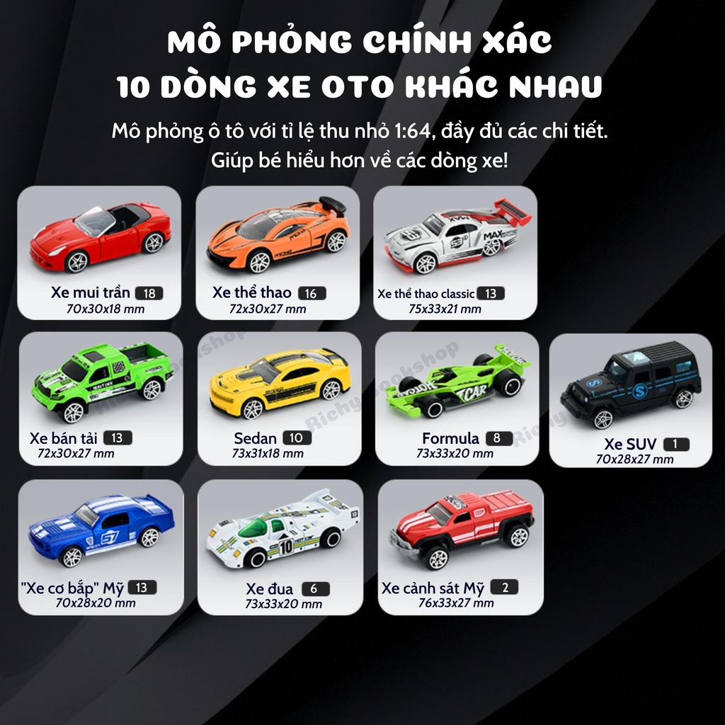 Bộ Mô Hình Xe Ô Tô Đồ Chơi Bằng Hợp Kim Kẽm Cao Cấp - Mini Alloy Racing Cars Mideer