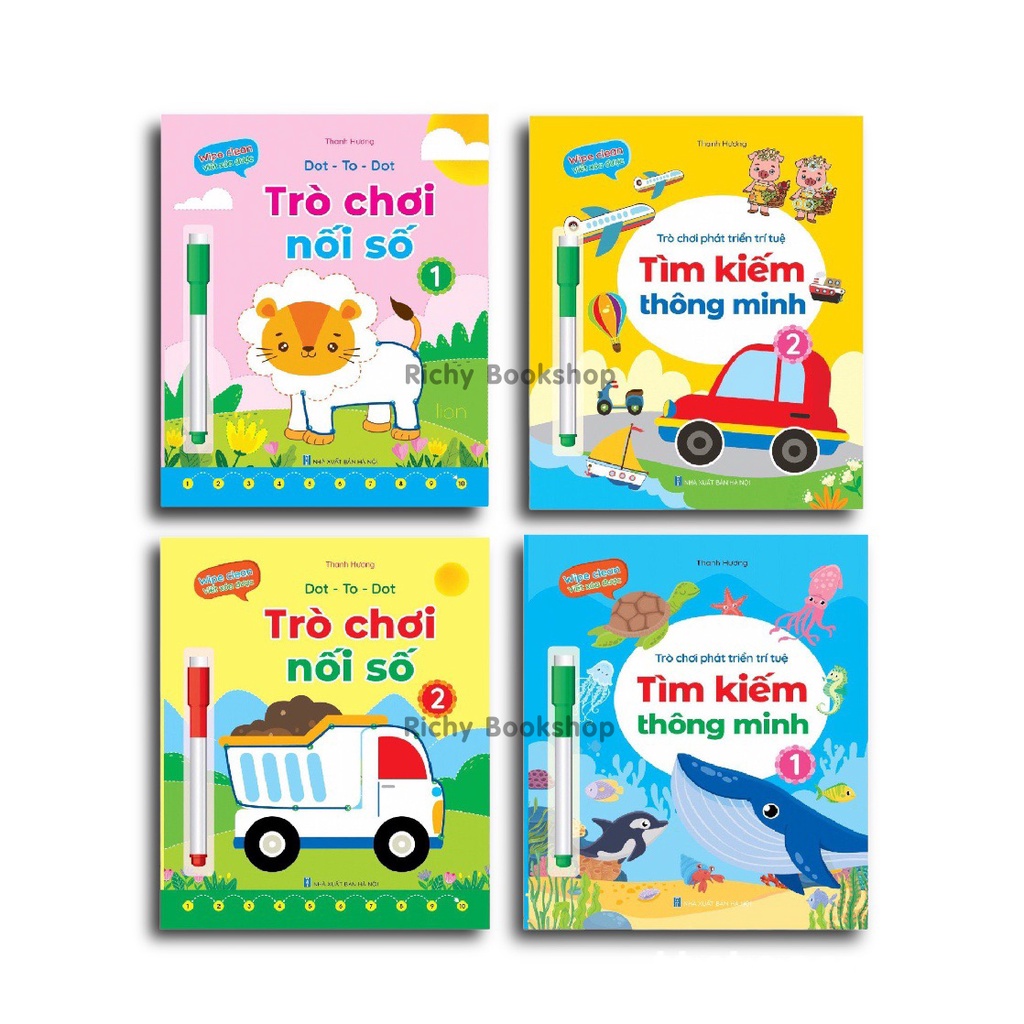 Sách - Bộ Vở Viết Xóa Được - Wipe Clean - Trò chơi phát triển trí tuệ bộ 04 cuốn