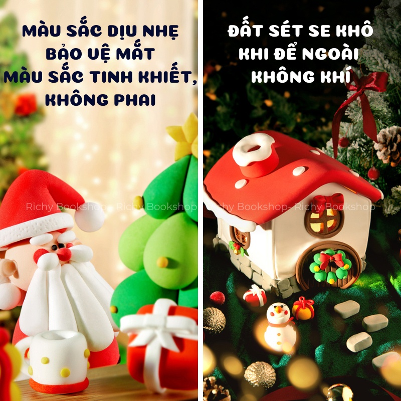 Bộ 9 Hộp Đất Nặn, Đất Sét Cao Cấp Chủ Đề Giáng Sinh - Mideer Borax Free Clay Christmas Carol