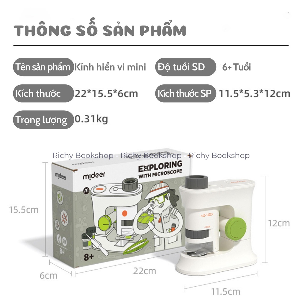Kính Hiển Vi Mini Bỏ Túi Cho Bé Từ 6+ Tuổi - Mideer Exploring With Microscope