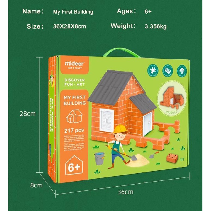 Bộ Xây Dựng Kiến Trúc Nhà Cửa DIY 217pcs Mideer