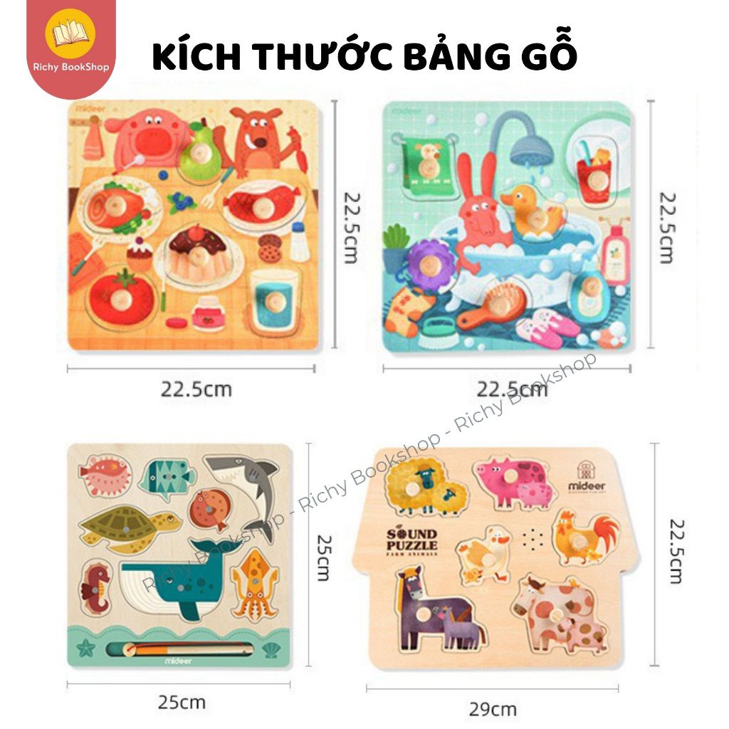 Bảng Ghép Hình Núm Gỗ Cao Cấp Cho Bé - Mideer Wooden Peg Puzzles