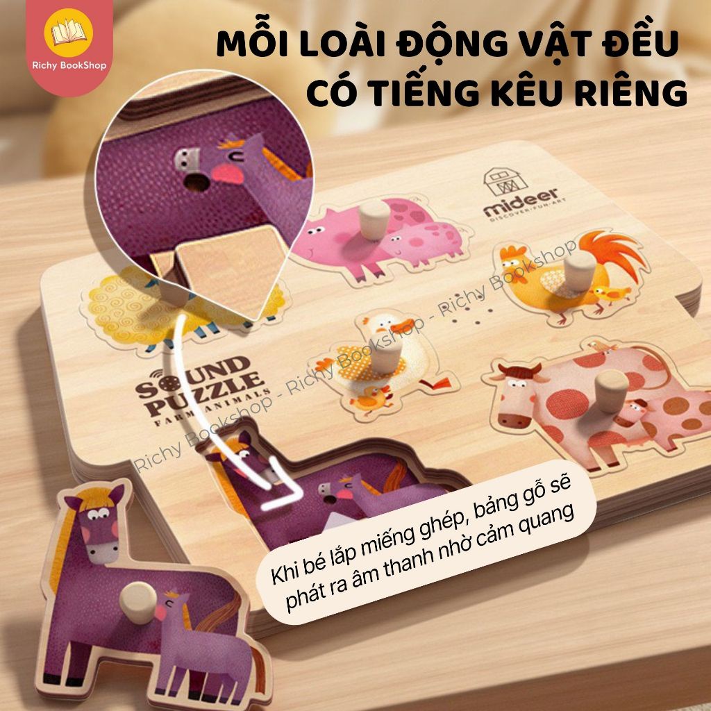 Bảng Ghép Hình Núm Gỗ Cao Cấp Cho Bé - Mideer Wooden Peg Puzzles