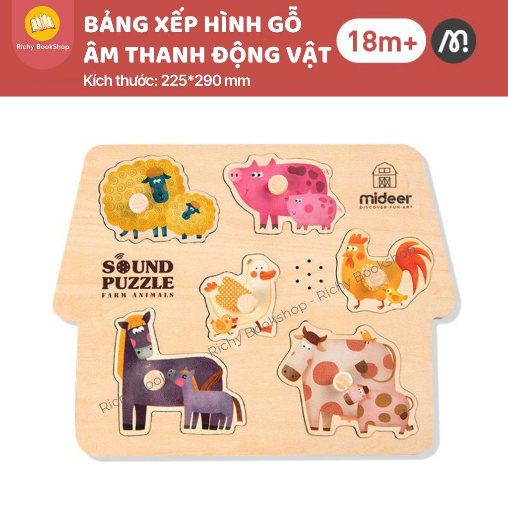 Bảng Ghép Hình Núm Gỗ Cao Cấp Cho Bé - Mideer Wooden Peg Puzzles