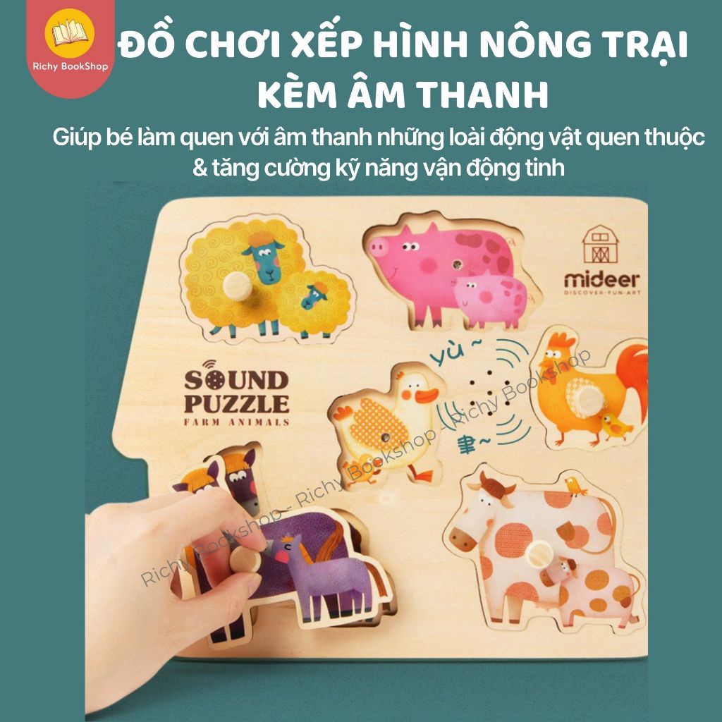 Bảng Ghép Hình Núm Gỗ Cao Cấp Cho Bé - Mideer Wooden Peg Puzzles