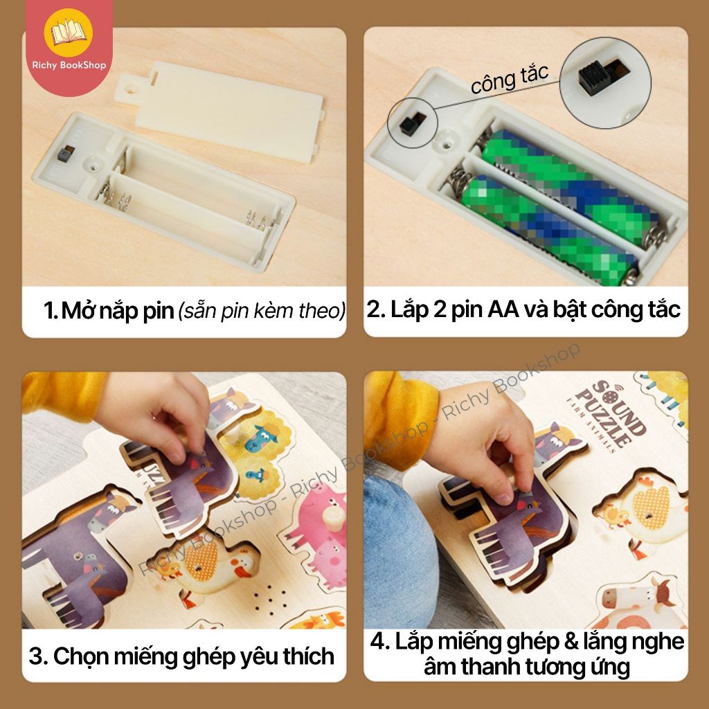 Bảng Ghép Hình Núm Gỗ Cao Cấp Cho Bé - Mideer Wooden Peg Puzzles