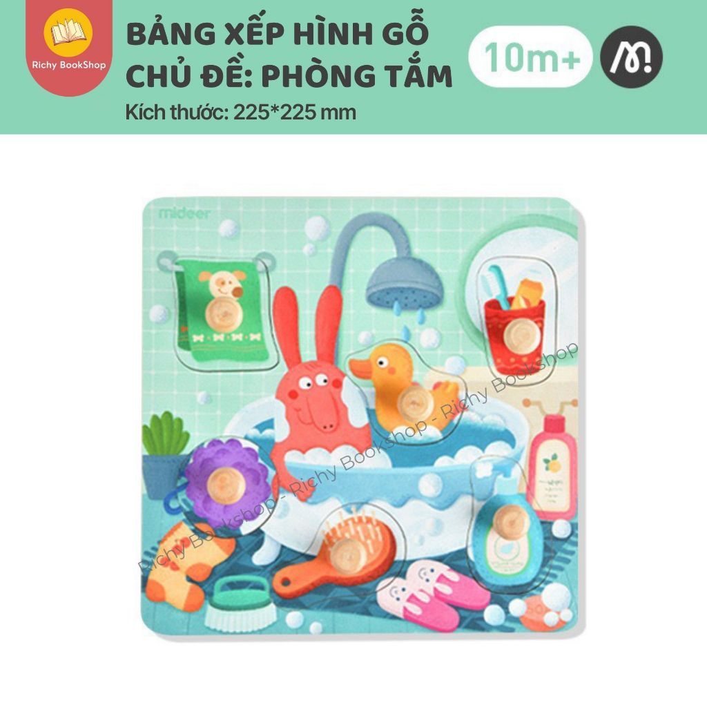 Bảng Ghép Hình Núm Gỗ Cao Cấp Cho Bé - Mideer Wooden Peg Puzzles