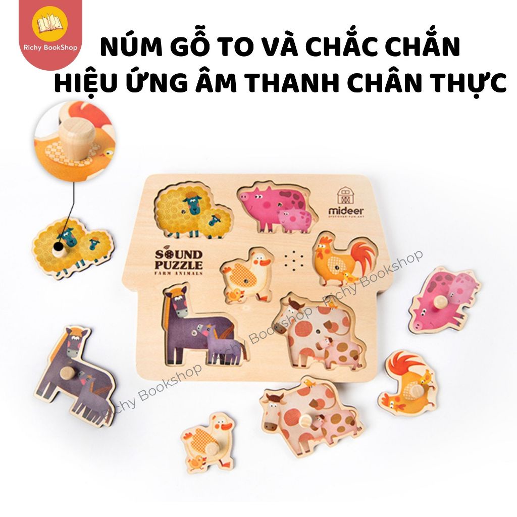 Bảng Ghép Hình Núm Gỗ Cao Cấp Cho Bé - Mideer Wooden Peg Puzzles