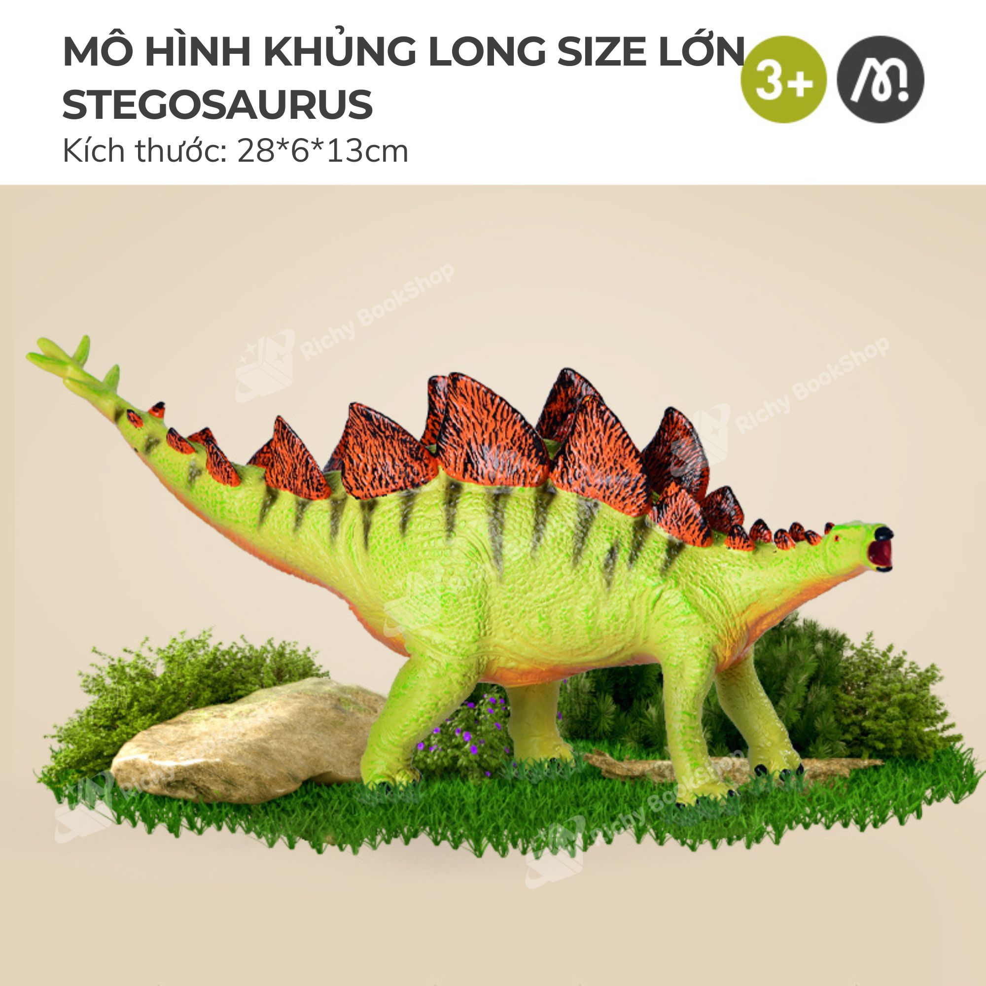 Mô Hình Khủng Long Kỷ Jurassic Size Lớn Cao Cấp, Tyrannosaurus Rex, Triceratops, Stegosaurus, Ankylosaurus