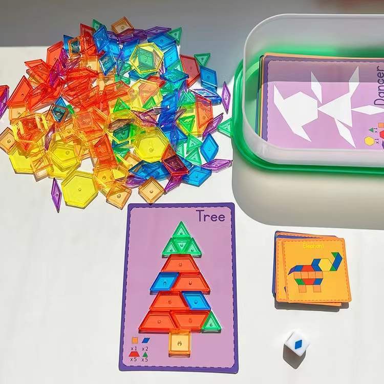 PATTERN BLOCK BỘ 6 HÌNH 6 MÀU/ HÌNH KHỐI MUÔN MÀU/ Giáo cụ montessori