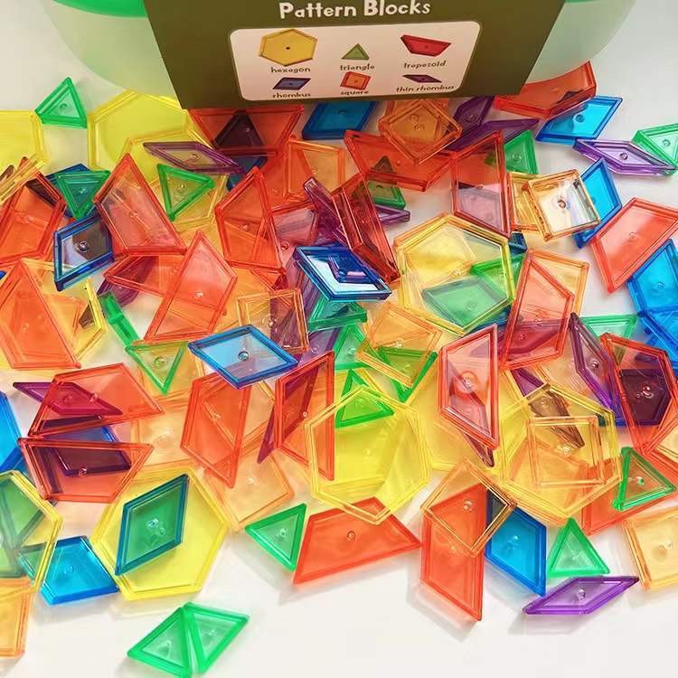PATTERN BLOCK BỘ 6 HÌNH 6 MÀU/ HÌNH KHỐI MUÔN MÀU/ Giáo cụ montessori