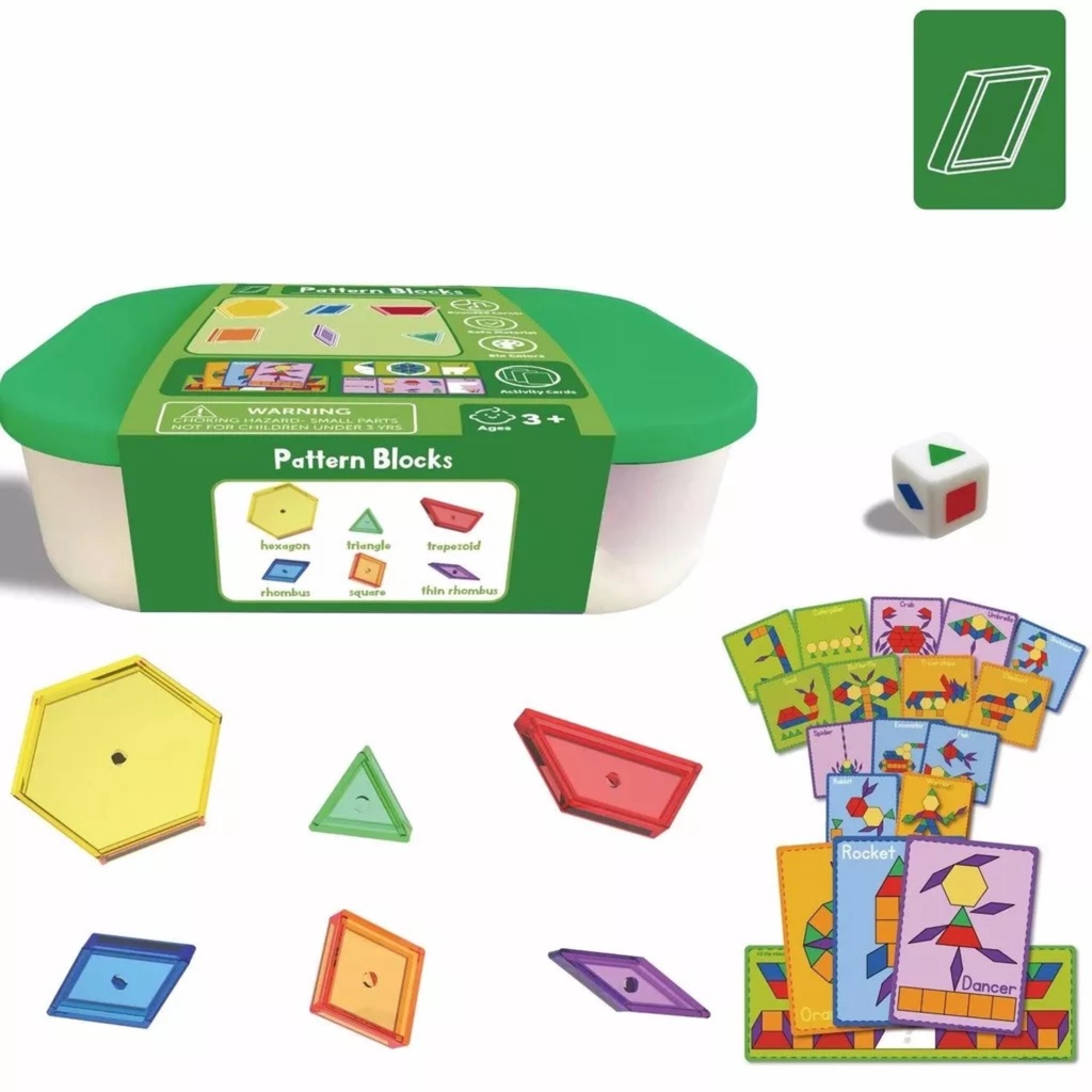 PATTERN BLOCK BỘ 6 HÌNH 6 MÀU/ HÌNH KHỐI MUÔN MÀU/ Giáo cụ montessori