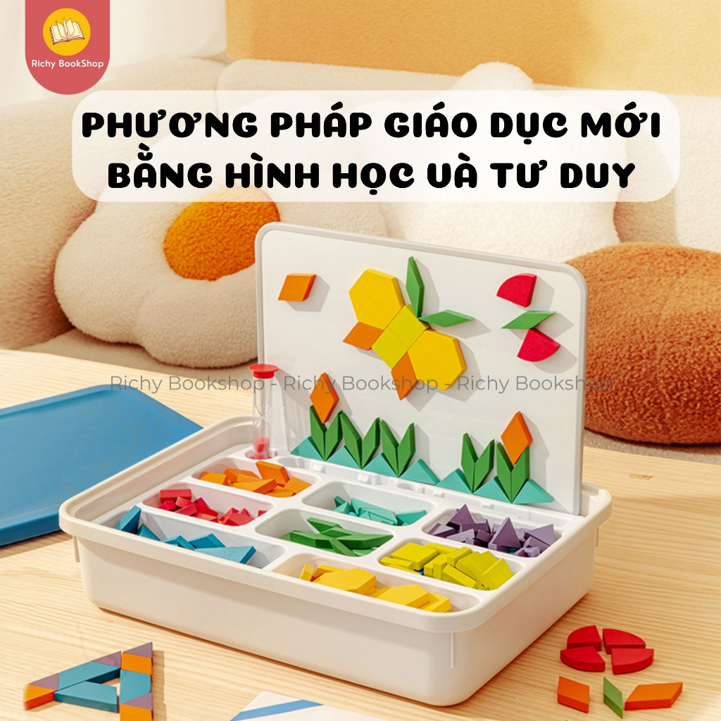 Đồ Chơi Xếp Hình Gỗ Nam Châm Hình Học Mideer Magnetic Geometry Blocks 250pcs Tặng Kèm Bảng Từ Tính