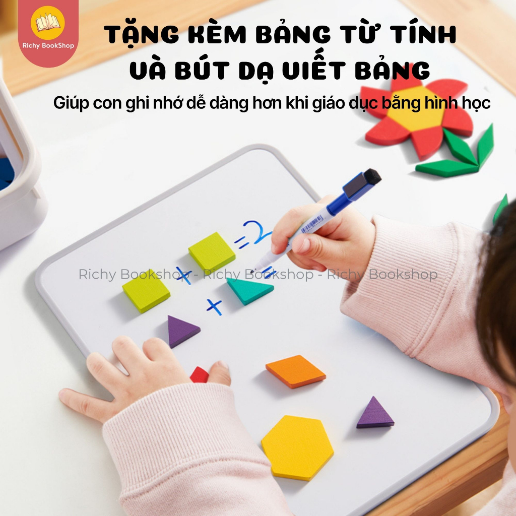 Đồ Chơi Xếp Hình Gỗ Nam Châm Hình Học Mideer Magnetic Geometry Blocks 250pcs Tặng Kèm Bảng Từ Tính