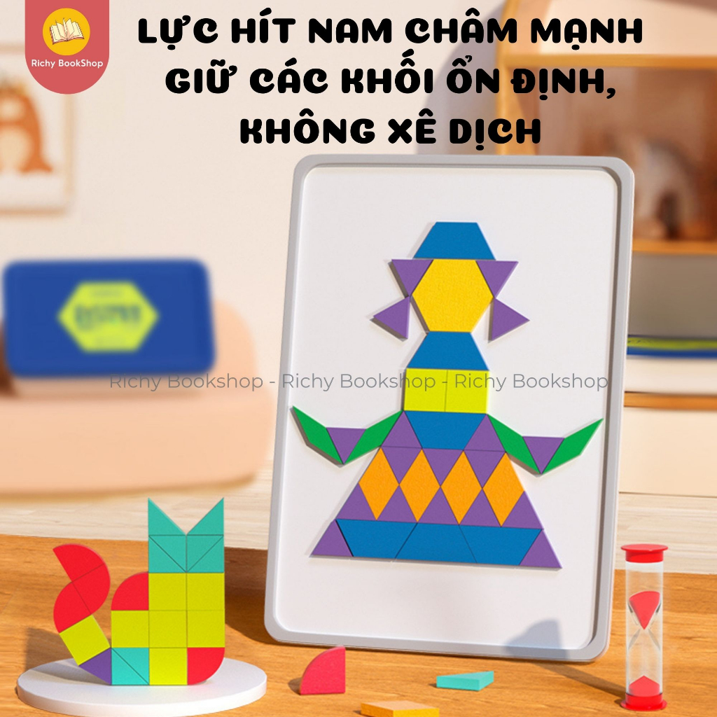 Đồ Chơi Xếp Hình Gỗ Nam Châm Hình Học Mideer Magnetic Geometry Blocks 250pcs Tặng Kèm Bảng Từ Tính
