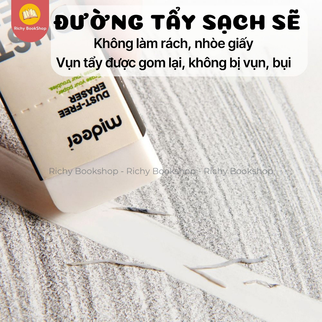 Tẩy gôm bút chì không bụi Mideer Dust-free Eraser