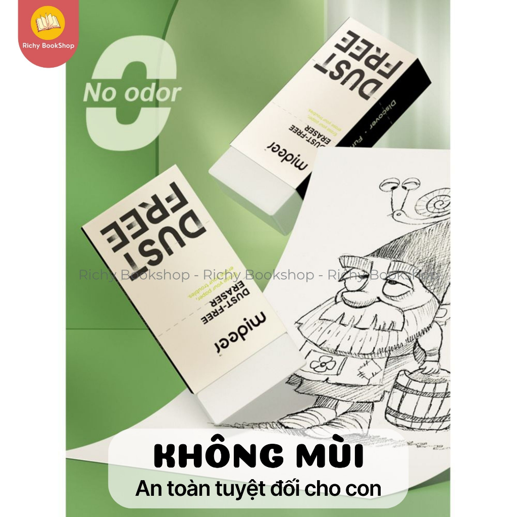 Tẩy gôm bút chì không bụi Mideer Dust-free Eraser
