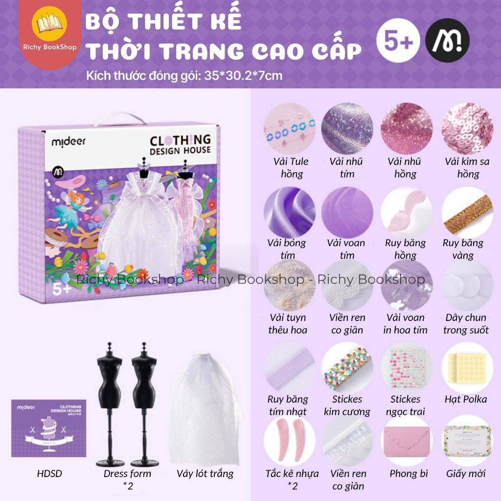 Đồ chơi thiết kế thời trang tại nhà dụng cụ may vá thủ công cho bé - Mideer Clothing Design House