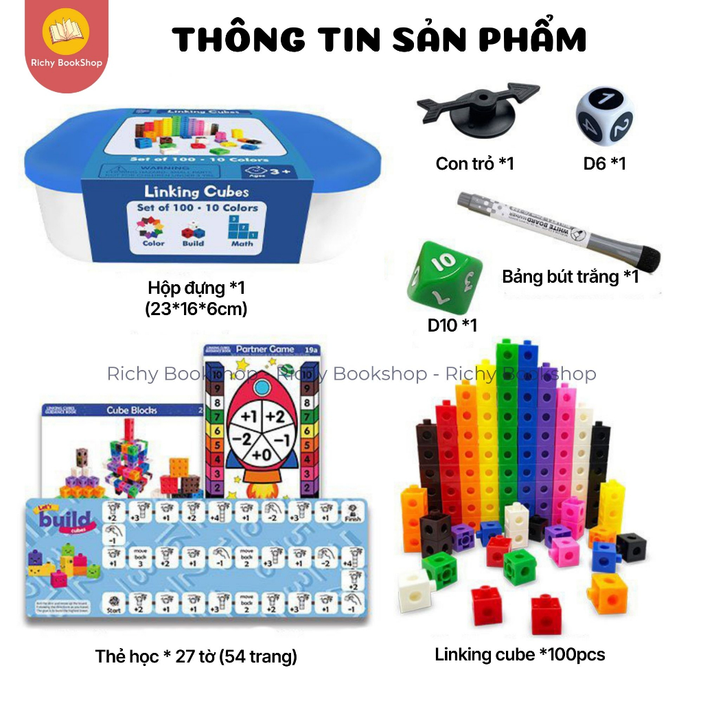 Đồ chơi giáo dục học toán và xếp hình sáng tạo - Paico Number Blocks Linking Cubes