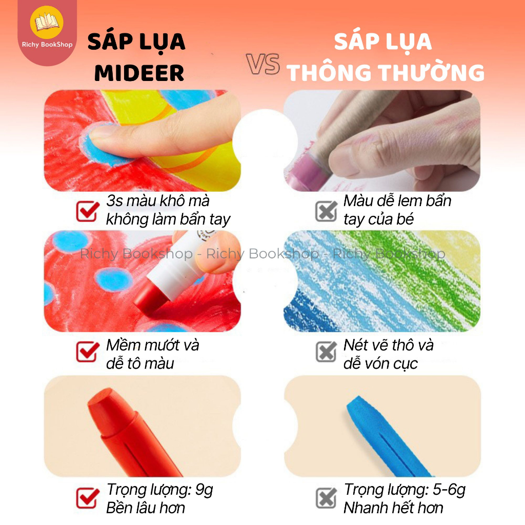 Bút màu sáp hữu cơ kèm quai xách - Mideer Silky Crayon