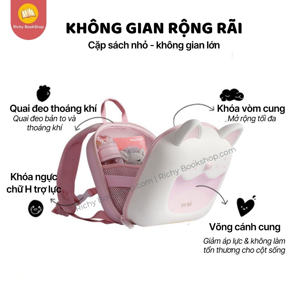 Balo Zoyzoii mã B18-B Forest Series Backpack hình động vật cho bé mẫu giáo đi học - Cặp đi học cho bé 2 3 4 5 tuổi
