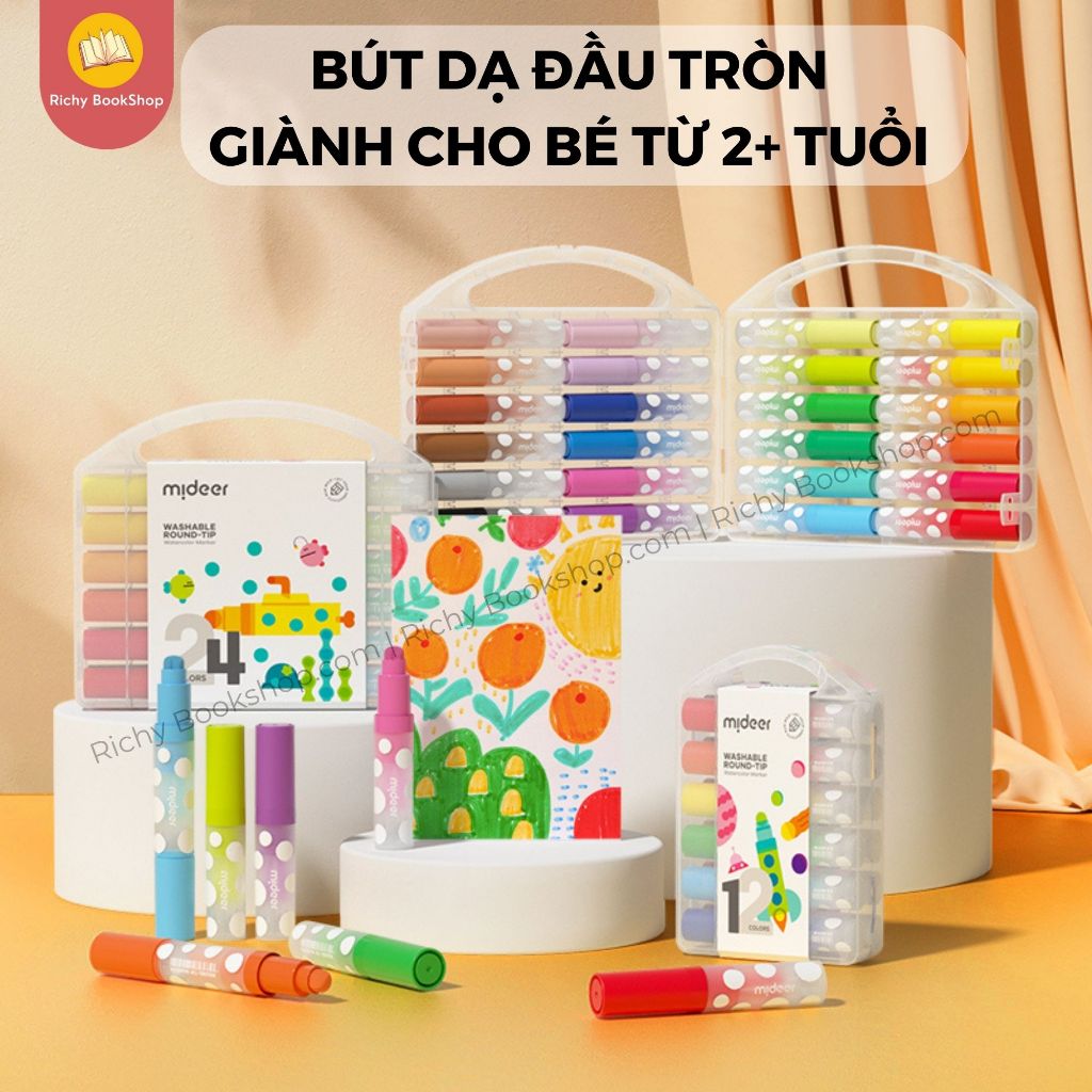 Bút màu dạ nước đầu tròn Mideer Round-tip Washable Marker