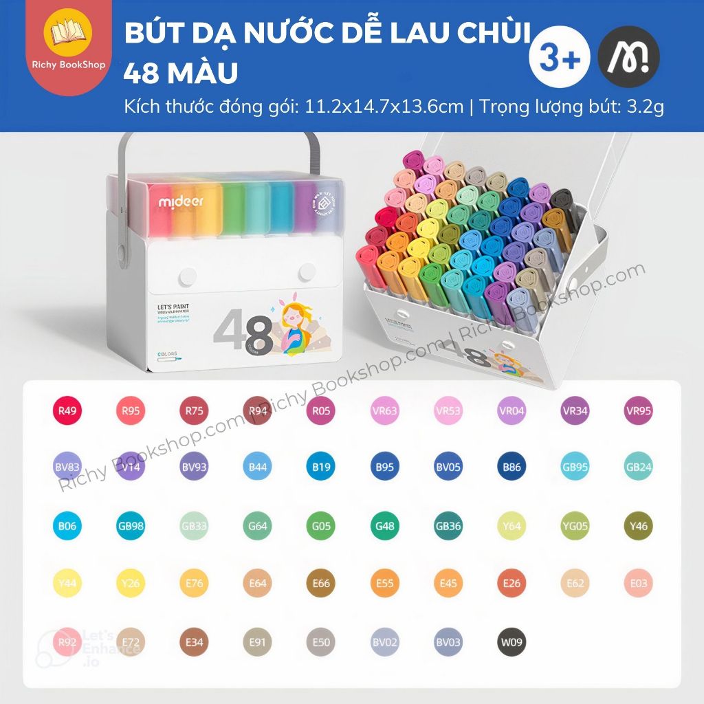 Hộp Bút Dạ Màu Nước An Toàn cho bé Washable Marker MIDEER