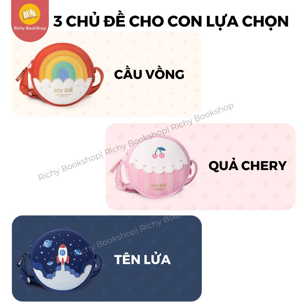 Túi đeo chéo bằng vải SBR cao cấp hình tròn cho bé chính hãng Zoyzoii Kid's Messenger Bag mã B29