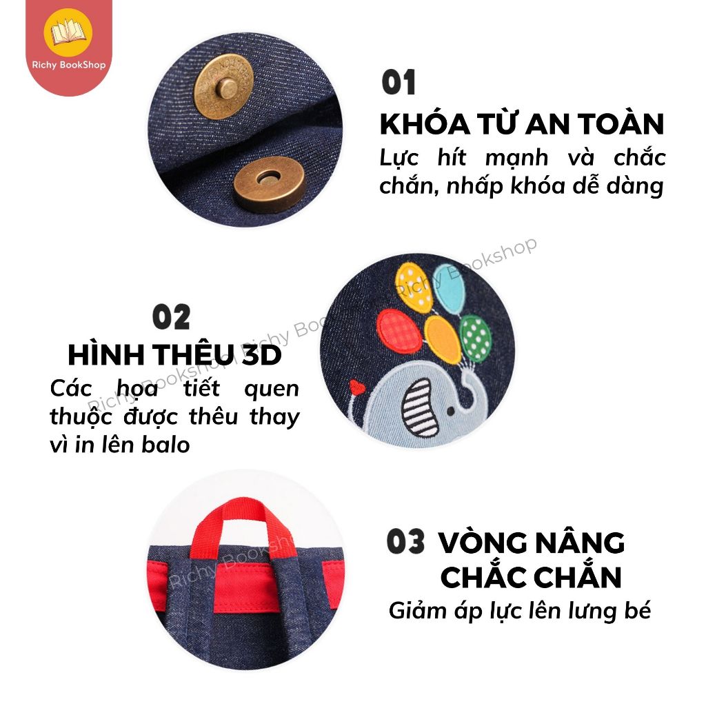 Balo mầm non cho bé Zoyzoii Exploe Denim bag mã B85