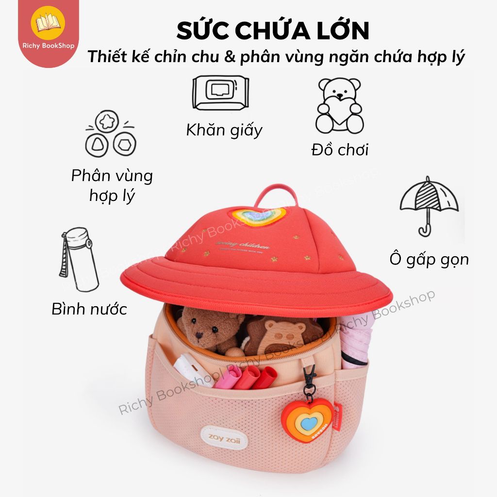 Balo đi học cho bé mầm non Zoyzoii Discovery series hat bag mã B80