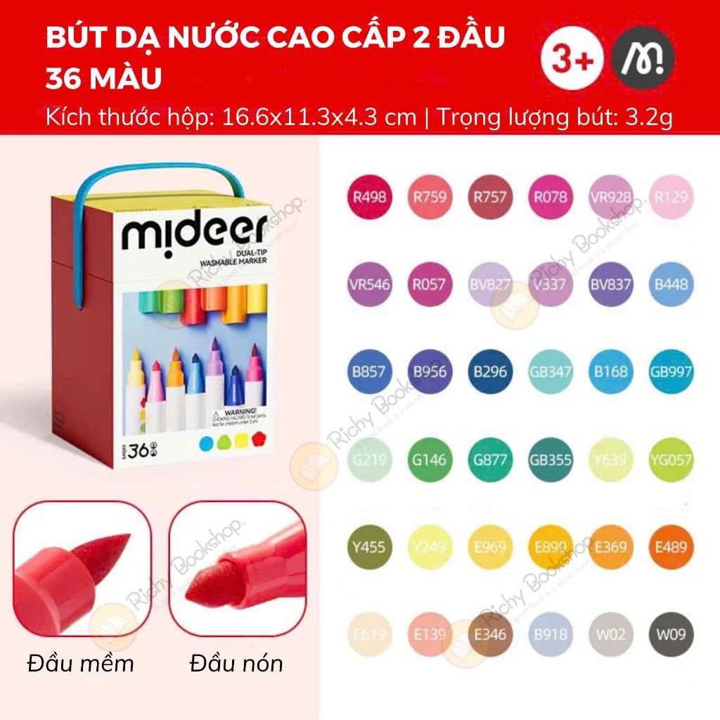 Hộp Bút Dạ Màu Nước An Toàn cho bé Washable Marker MIDEER