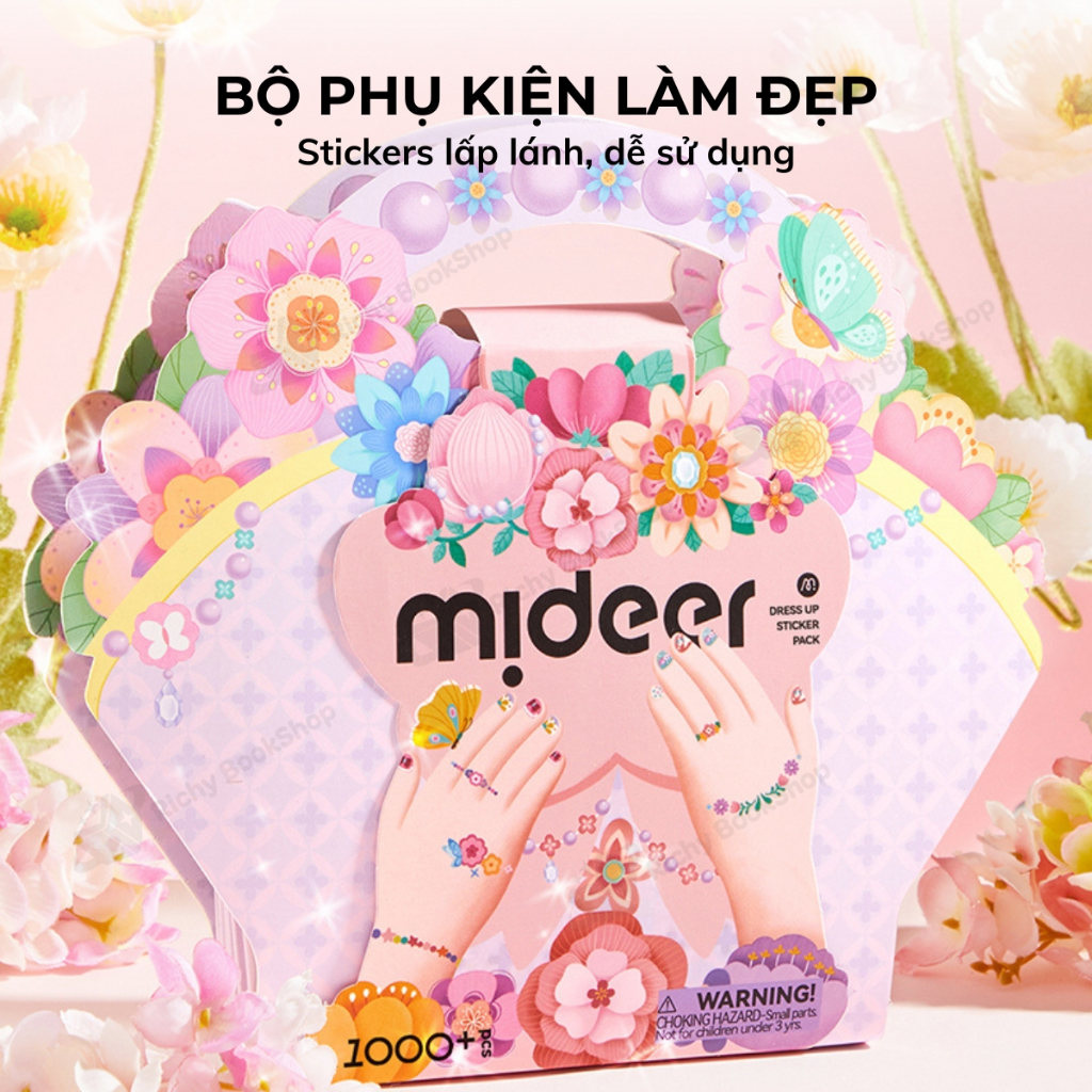 Hình xăm, sticker dán móng tay cho bé gái Mideer Garden Fairy Dress Up Sticker Pack 1000 miếng