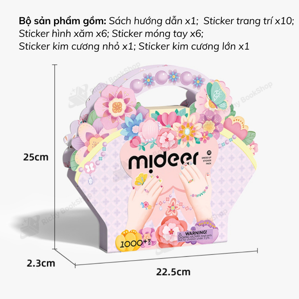 Hình xăm, sticker dán móng tay cho bé gái Mideer Garden Fairy Dress Up Sticker Pack 1000 miếng