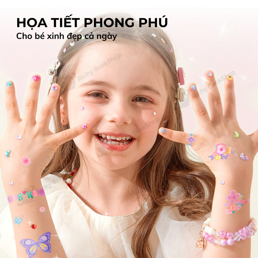 Hình xăm, sticker dán móng tay cho bé gái Mideer Garden Fairy Dress Up Sticker Pack 1000 miếng