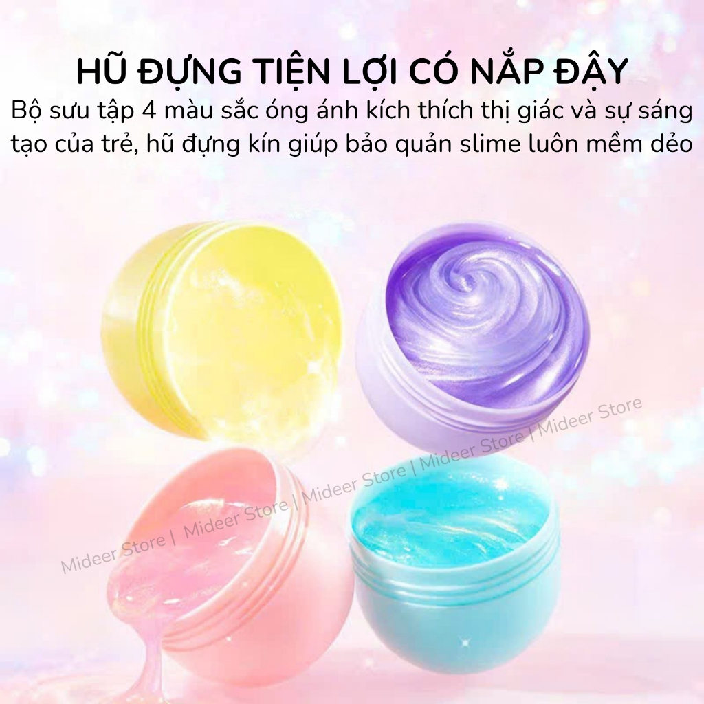 Slime trong suốt nhiều màu Mideer, đồ chơi Slime dẻo Pearly Putty an toàn cho bé