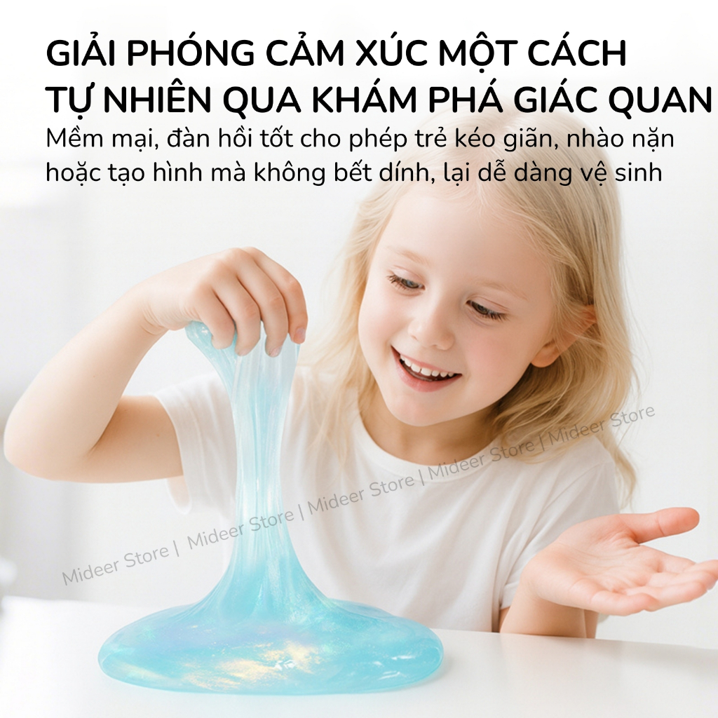 Slime trong suốt nhiều màu Mideer, đồ chơi Slime dẻo Pearly Putty an toàn cho bé