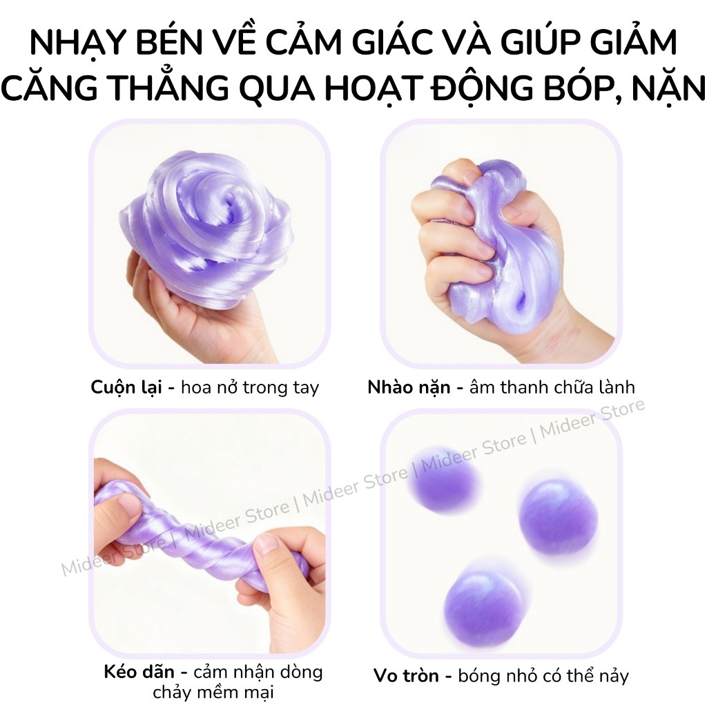 Slime trong suốt nhiều màu Mideer, đồ chơi Slime dẻo Pearly Putty an toàn cho bé