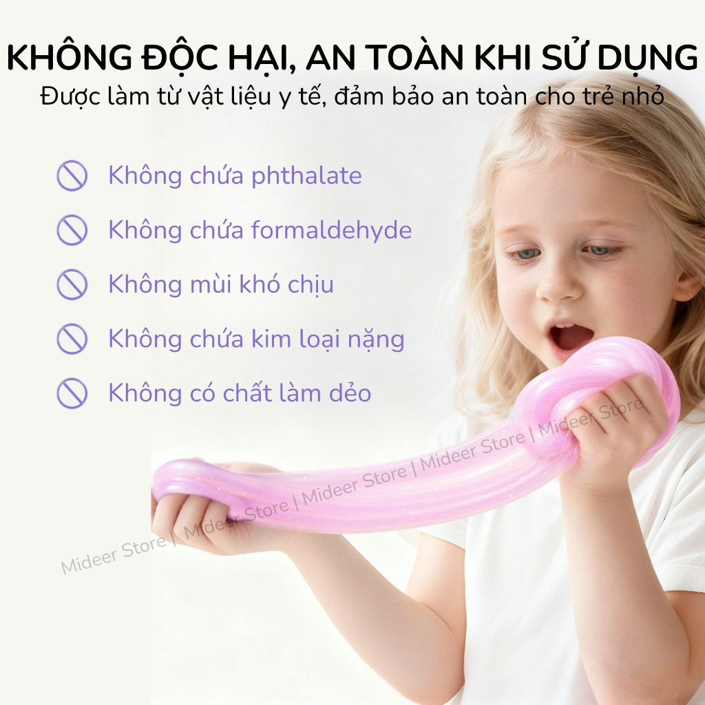Slime trong suốt nhiều màu Mideer, đồ chơi Slime dẻo Pearly Putty an toàn cho bé