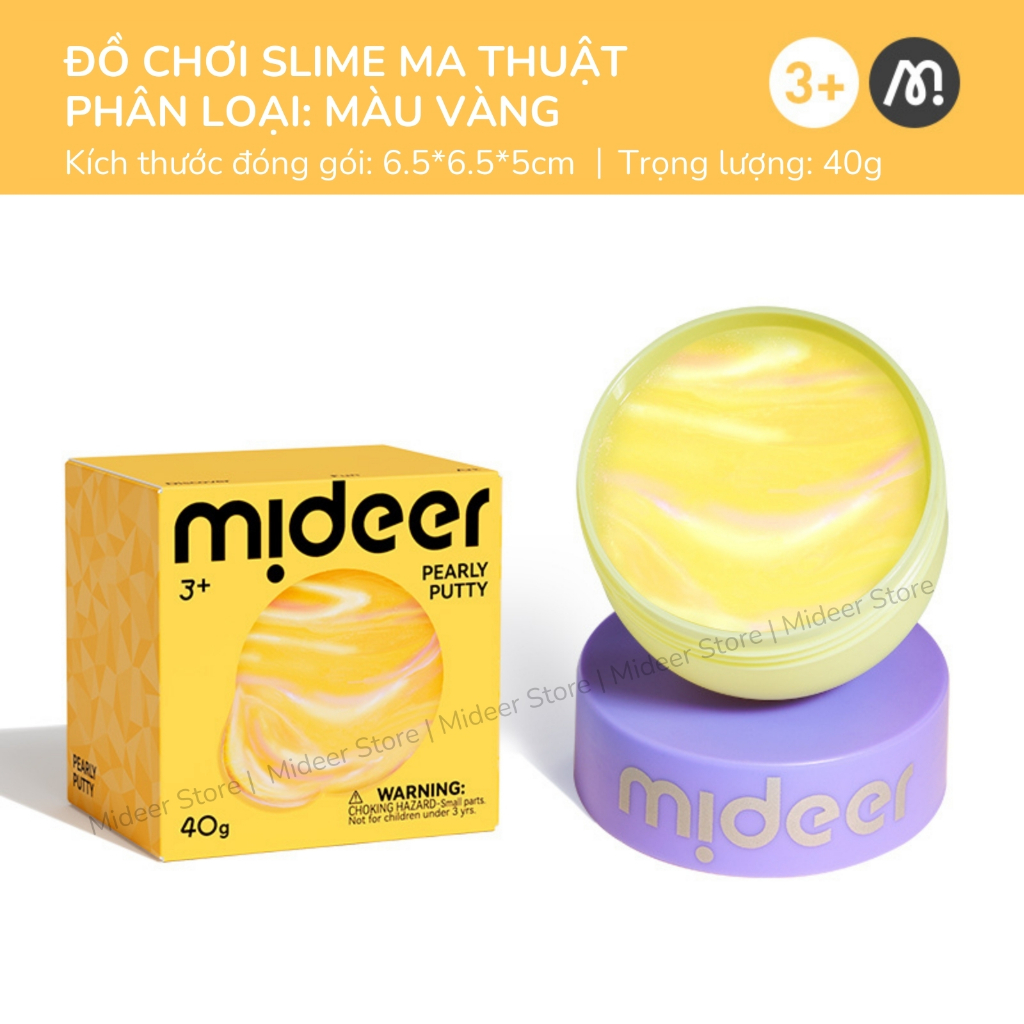 Slime trong suốt nhiều màu Mideer, đồ chơi Slime dẻo Pearly Putty an toàn cho bé