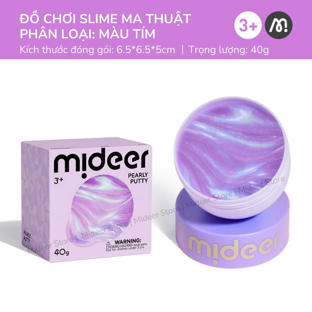 Slime trong suốt nhiều màu Mideer, đồ chơi Slime dẻo Pearly Putty an toàn cho bé