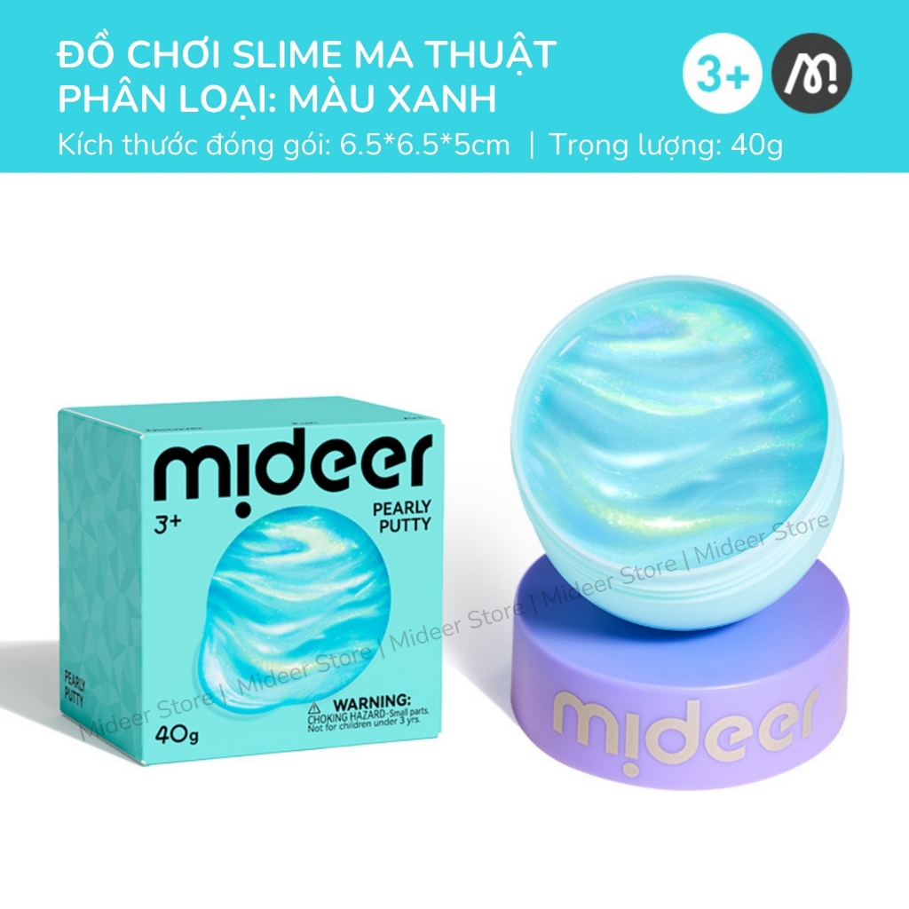 Slime trong suốt nhiều màu Mideer, đồ chơi Slime dẻo Pearly Putty an toàn cho bé