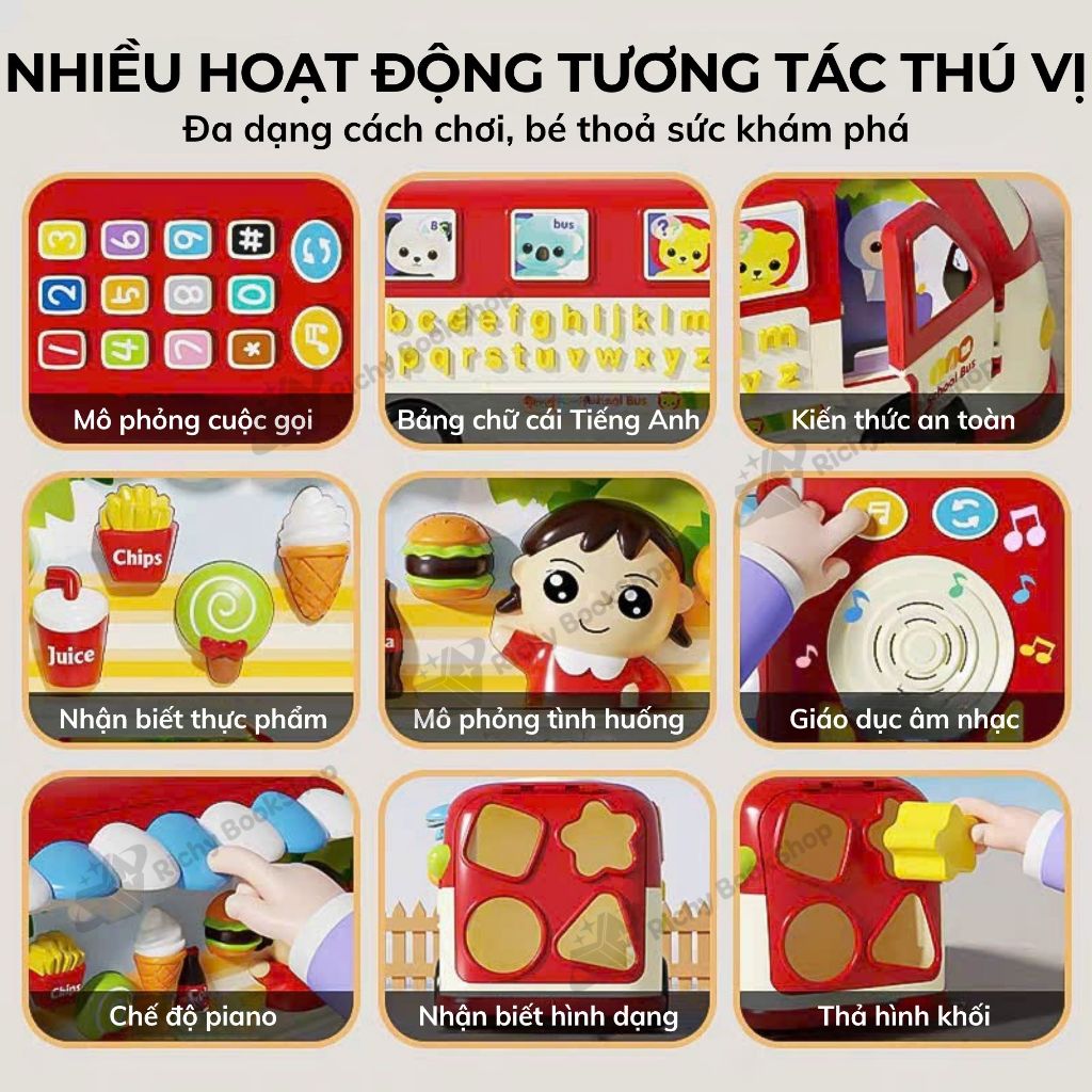 Đồ chơi xe buýt cho bé kèm âm thanh vui nhộn an toàn chính hãng Goodway Learning Bus