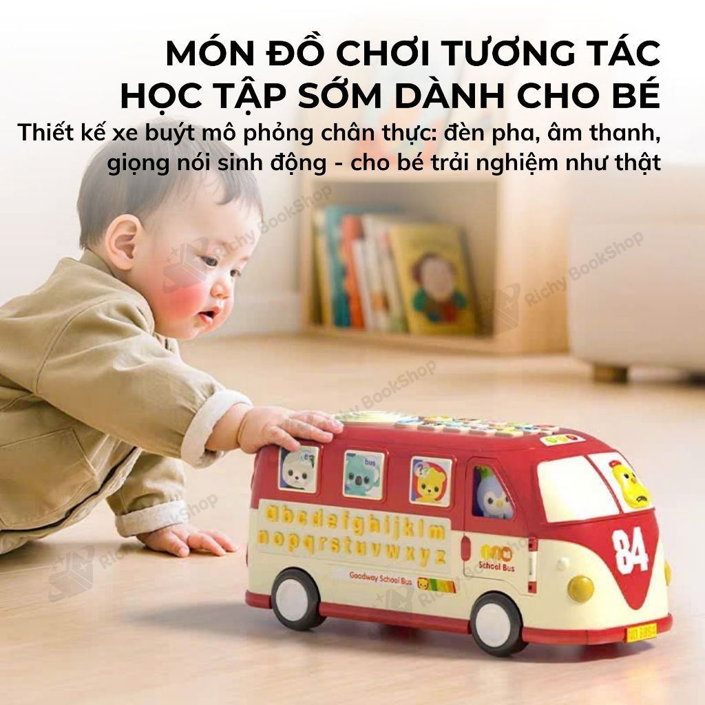 Đồ chơi xe buýt cho bé kèm âm thanh vui nhộn an toàn chính hãng Goodway Learning Bus