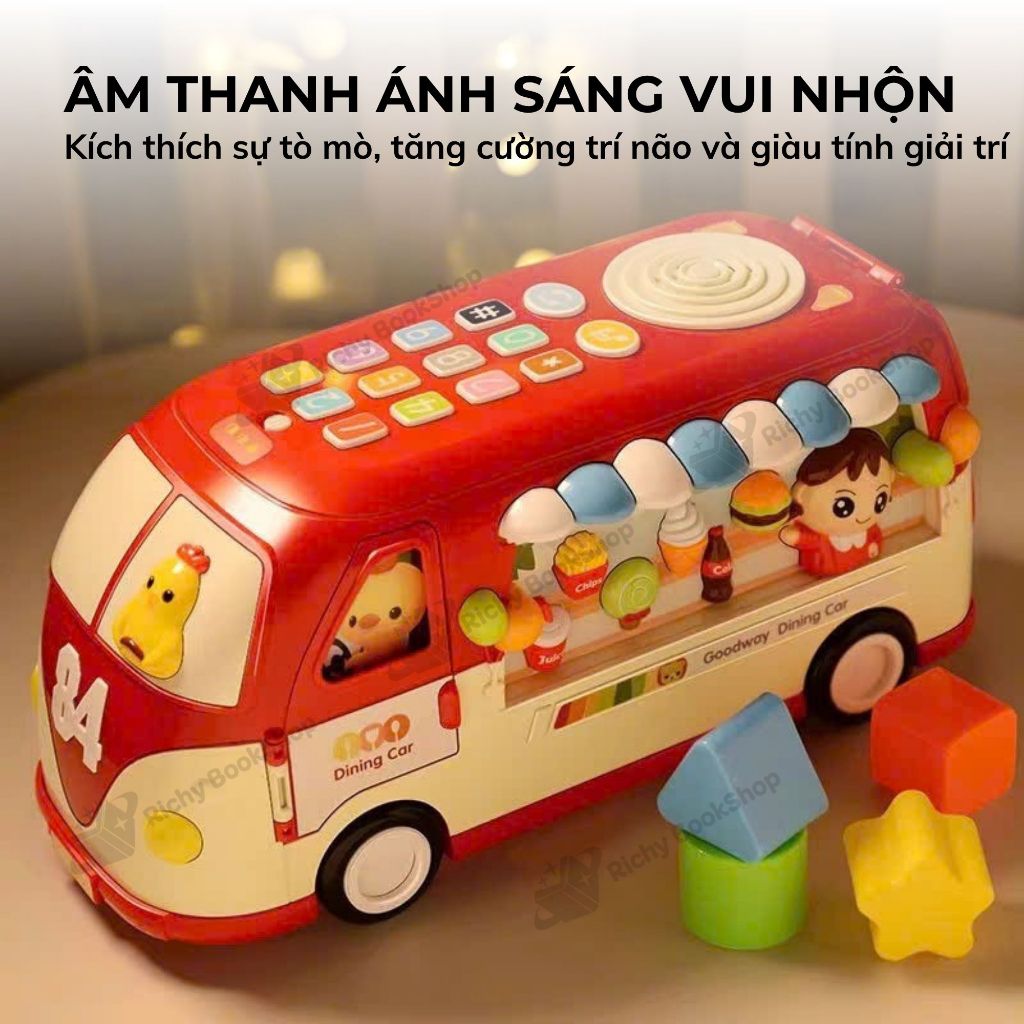 Đồ chơi xe buýt cho bé kèm âm thanh vui nhộn an toàn chính hãng Goodway Learning Bus