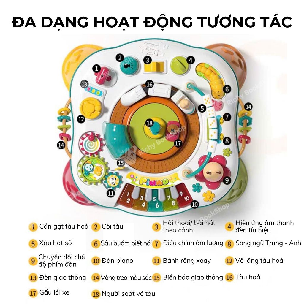 Đồ chơi Montessori bàn bận rộn cho bé có phát nhạc chính hãng Goodway đa năng cho bé có thể gấp gọn