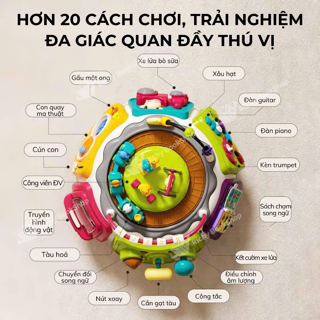 Đồ chơi Montessori bàn bận rộn cho bé có phát nhạc chính hãng Goodway đa năng cho bé có thể gấp gọn