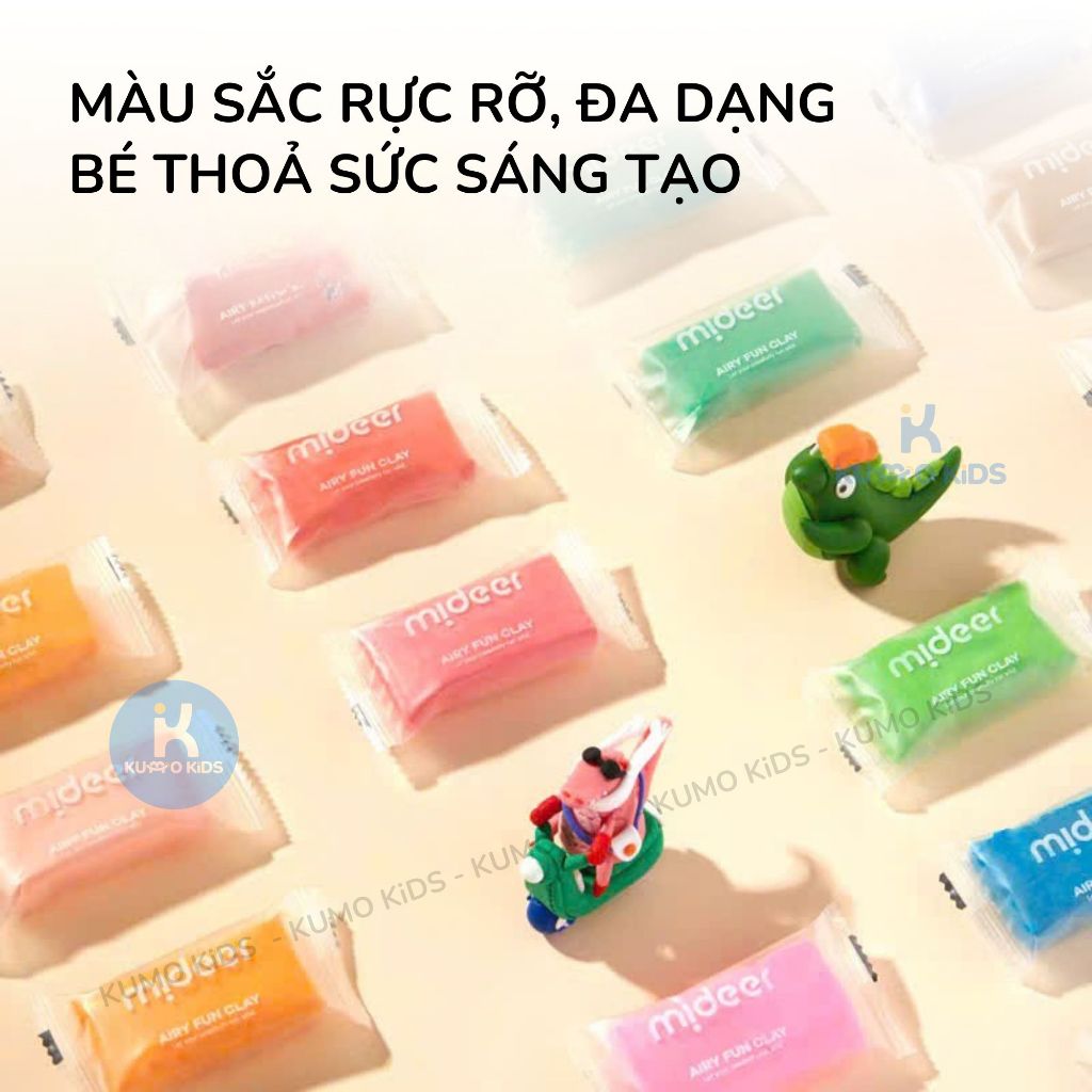Đất nặn tự khô Mideer Airy Fun Clay an toàn cho bé, không dính tay, mềm mịn, đồ chơi sáng tạo trẻ em