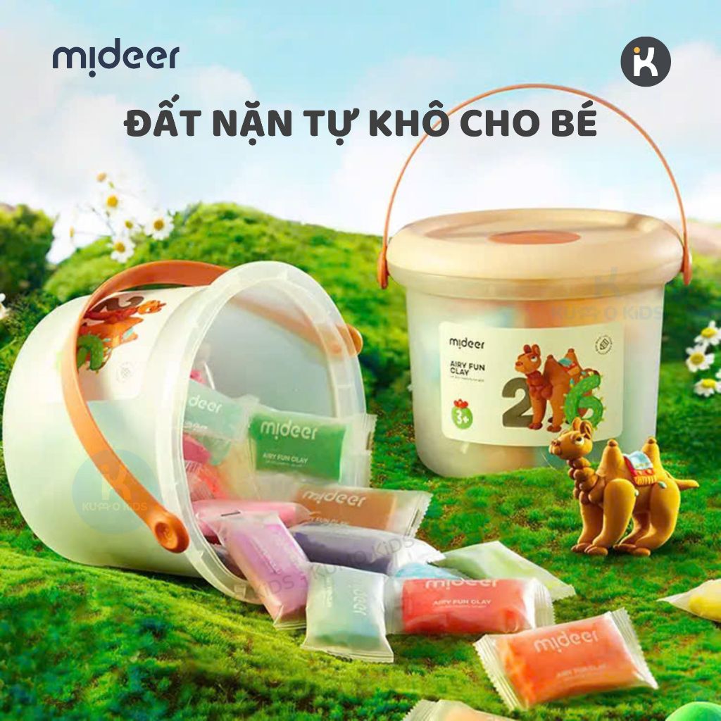 Đất nặn tự khô Mideer Airy Fun Clay an toàn cho bé, không dính tay, mềm mịn, đồ chơi sáng tạo trẻ em
